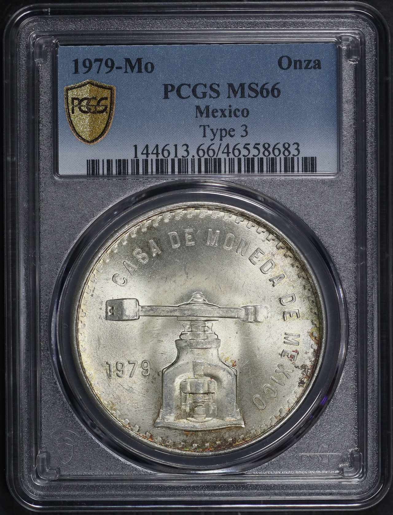 Obverse of this 1979-Mo Mexico Silver Libertad Onza Type 3 PCGS MS-66