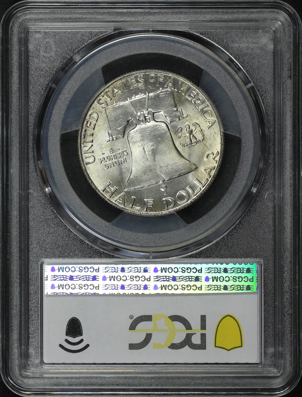 Reverse of this 1959 Franklin Half Dollar Double Die Reverse FS-801 PCGS MS-66 FBL