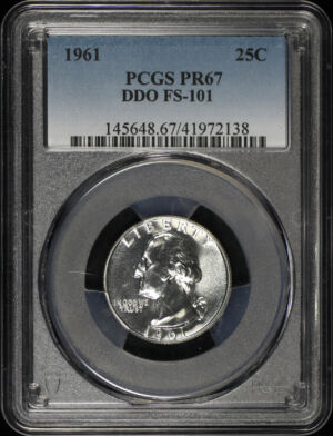 Obverse of this 1961 Washington Quarter PCGS PR-67 Doubled Die Obverse FS-101