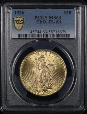 Obverse of this 1926 St. Gaudens $20 TDO FS-101 PCGS MS-63