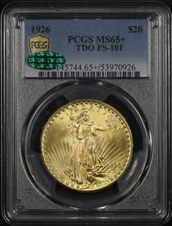 Obverse of this 1926 St. Gaudens $20 TDO FS-101 PCGS MS-65+ CAC