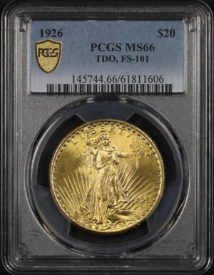 Obverse of this 1926 St. Gaudens $20 TDO FS-101 PCGS MS-66 