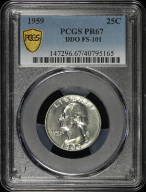 Obverse of this 1959 Washington Quarter PCGS PR-67 Doubled Die Obverse FS-101