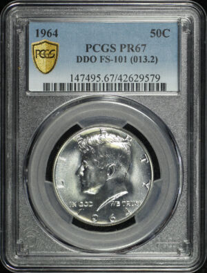 Obverse of this 1964 Kennedy Half Dollar DDO FS-101 PCGS PR-67 