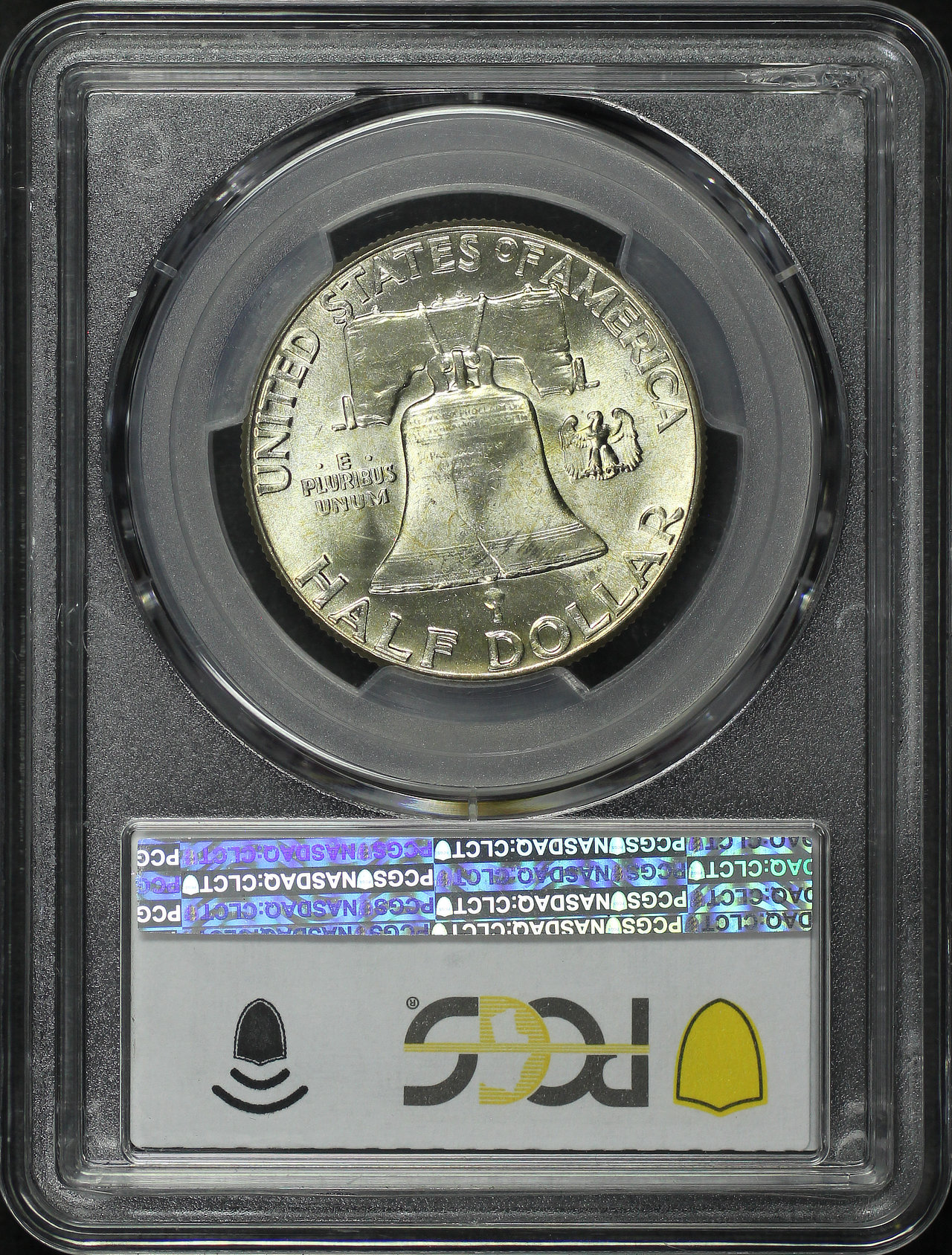 Reverse of this 1951 Franklin Half Dollar “Bugs Bunny” FS-401 PCGS MS-65 Ruby’s Franklins