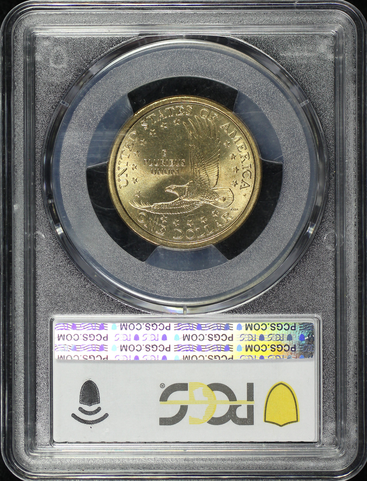 Reverse of this 2000 Sacagawea Dollar Wounded Eagle PCGS MS-65 “Wounded Eagle” FS-901