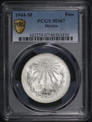 Obverse of this 1944-M Mexico Silver Peso PCGS MS-67