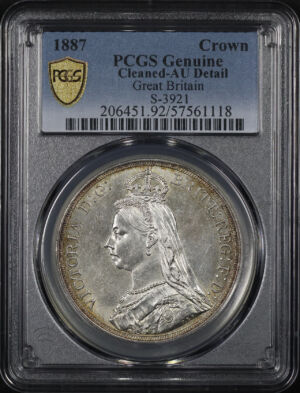 Obverse of this 1887 Great Britain Crown S-3921 PCGS AU Details Cleaned 