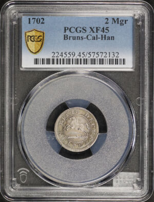 Obverse of this 1702 2Mgr PCGS XF-45