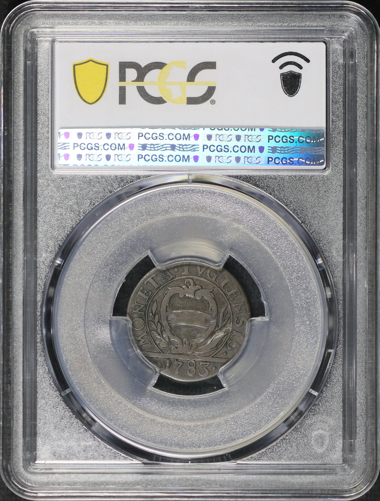 Reverse of this 1783 Sw-Zug KM-64 Schilling PCGS VF-30