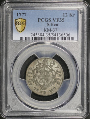 Obverse of this 1777 Sitten 12Kr KM-37 PCGS VF-35