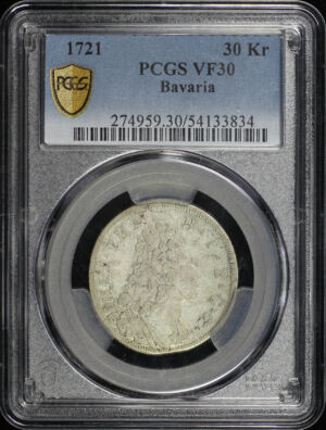 Obverse of this 1721 Bavaria 30Kr PCGS VF-30