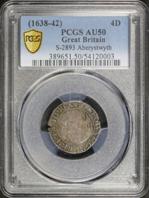 Obverse of this (1638-42) Great Britain S-2893 Aberystwyth 4D PCGS AU-50