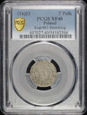 Obverse of this (16)23 Poland Silver 3 Polker (Półtorak) Kop-861 Bromberg KM-41 PCGS XF-40