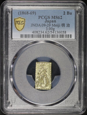 Obverse of this (1868-69) Japan Gold 2 Bu JNDA 09-29 Meiji 明 治 3.00g PCGS MS-62