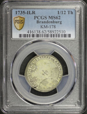 Obverse of this 1735-ILR KM-178 Brandenburg 1/12 Th PCGS MS-62