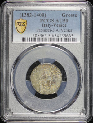 Obverse of this (1382-1400) Italy-Venice Paolucci-3 Antonio Venier Grosso PCGS AU-50
