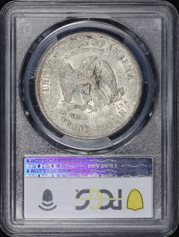 Reverse of this 1875-S/CC Trade Dollar FS-502, C-7 OMM PCGS AU-58 Chop Mark