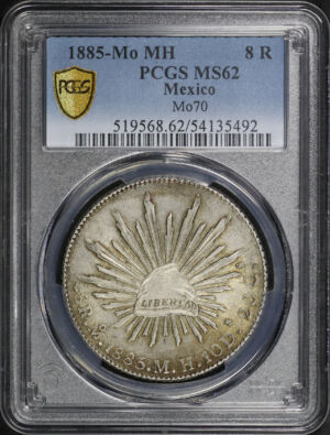 Obverse of this 1885-Mo MH Mexico Mo70 8R PCGS MS-62
