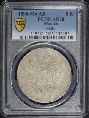 Obverse of this 1896-Mo AB Mexico Mo83 8R PCGS AU-58