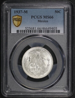 Obverse of this 1937-M Mexico 50 Centavos PCGS MS-66