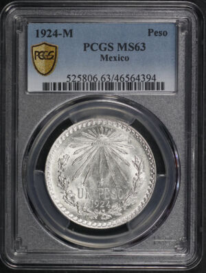 Obverse of this 1924-M Mexico Silver Peso PCGS MS-63
