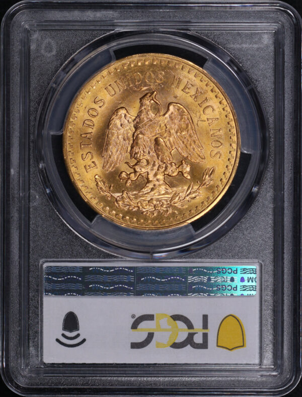 Reverse of this 1931 Mexico Gold 50 Peso KM-481 PCGS MS-64+
