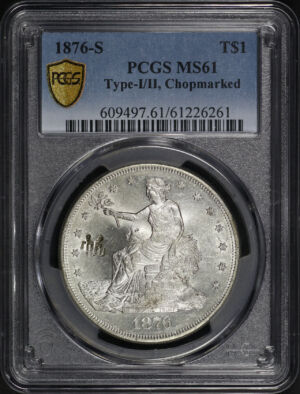 Obverse of this 1876-S Trade Dollar Type-I/II PCGS MS-61 Chopmarked