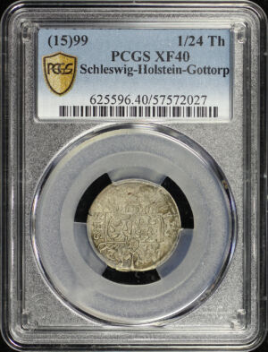 Obverse of this (15)99 German States Schleswig-Holstein-Gottorp Silver 1/24 Thaler KM-7 PCGS XF-40