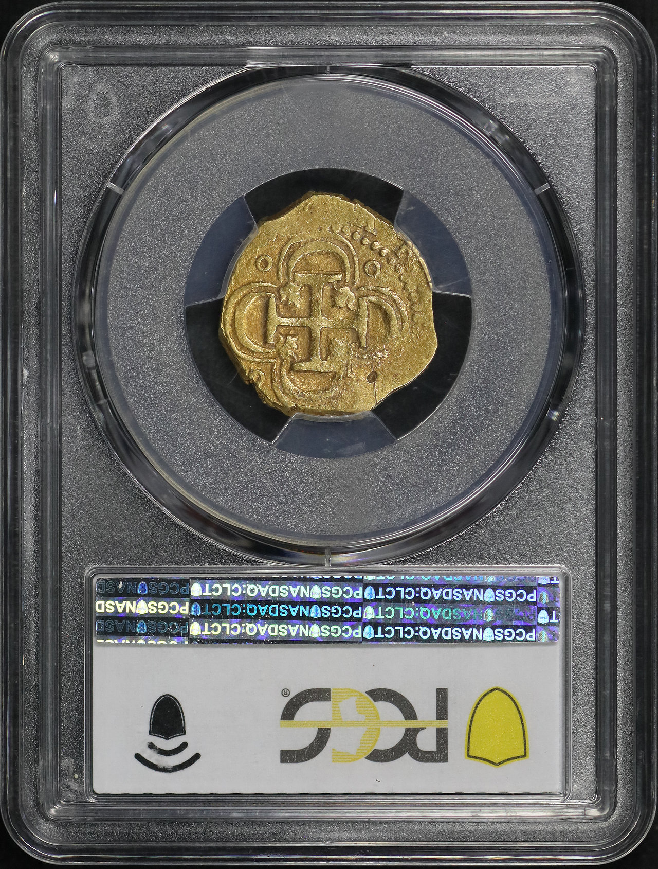 Reverse of this ND (1609-12)SB Spain Sevilla Gold 2 Escudos Calico Type-197 6.65g KM#53 PCGS AU-55