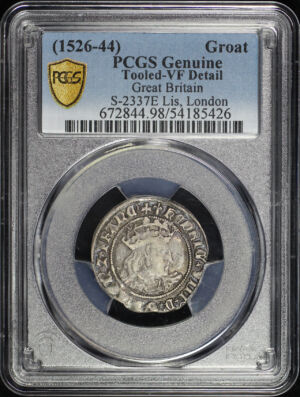 Obverse of this (1526-44) Great Britain Silver 1 Groat S-2337E Lis, London PCGS VF Details Tooled