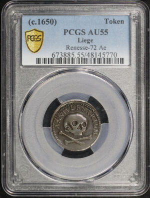 Obverse of this (C.1650) Liege Token Renesse-72 AE PCGS AU-55 BN