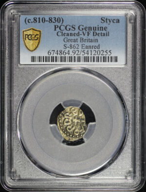 Obverse of this (c.810-830) Great Britain Kingdom of Northumbria Copper Styca S-862 Eanred PCGS VF Details Cleaned