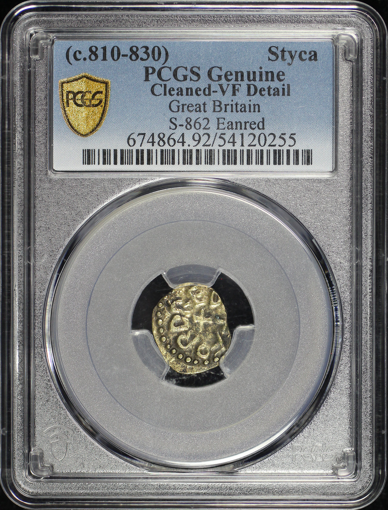 Obverse of this (c.810-830) Great Britain Kingdom of Northumbria Copper Styca S-862 Eanred PCGS VF Details Cleaned