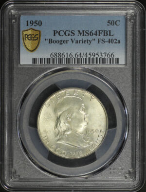 Obverse of this 1950 Franklin Half Dollar “Booger Variety” FS-402a PCGS MS-64 FBL