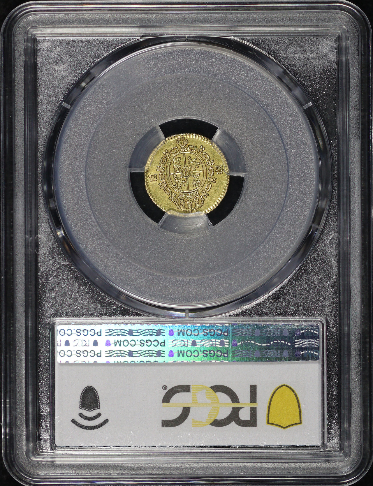Reverse of this 1788-M M Spain Gold 1/2 Escudo Calico-1286 KM#425 PCGS AU-50