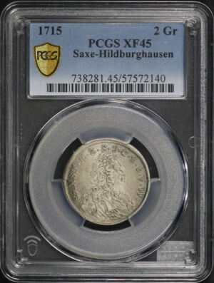 Obverse of this 1715 Saxe-Hildburghausen 2 Groschen PCGS XF-45