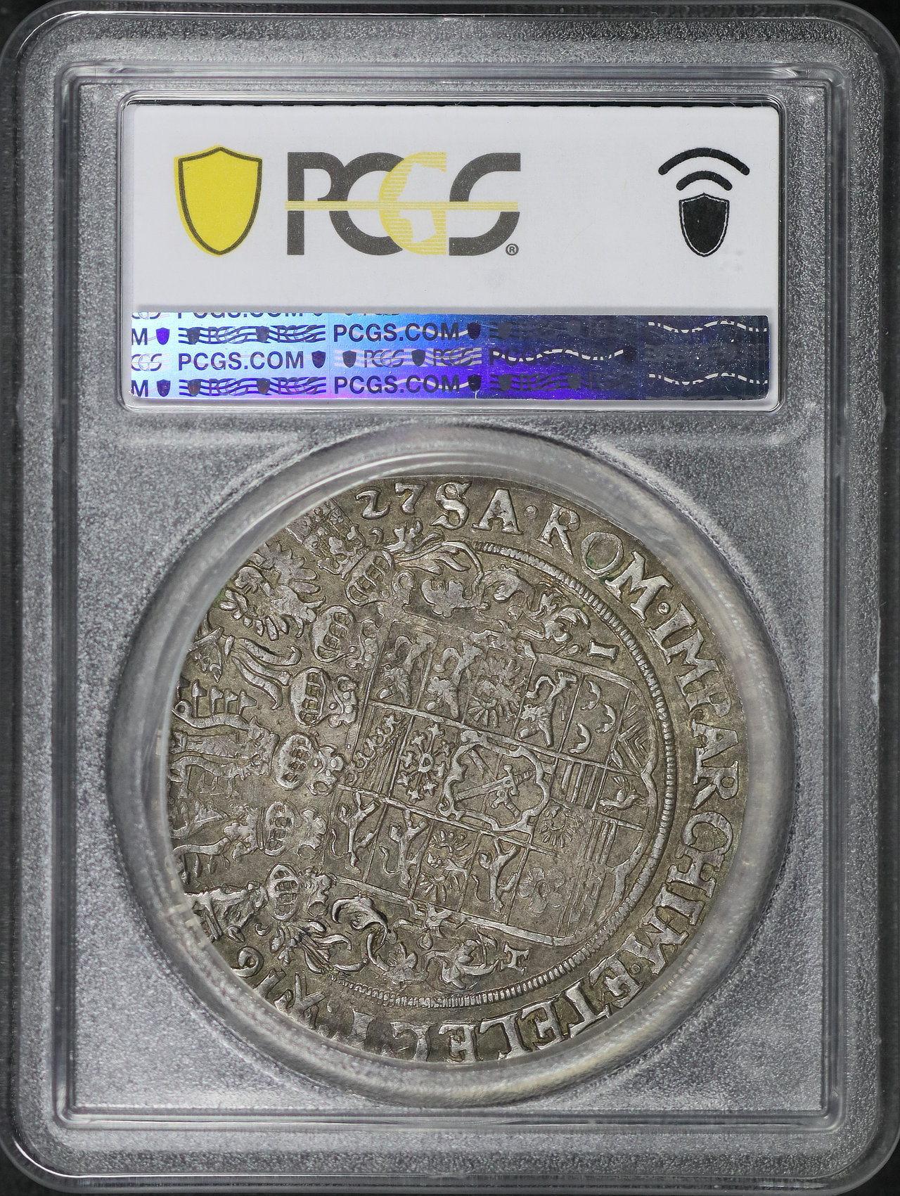 Reverse of this 1627-HI German States Saxony Silver 1 Thaler KM-132 D-7601 PCGS AU-53