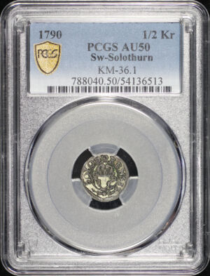 Obverse of this 1790 Solothurn, Switzerland KM-36.1 1/2Kr PCGS AU-50