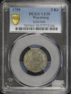 Obverse of this 1795 Wurzburg 3 Kreuzers KM-446 PCGS VF-30