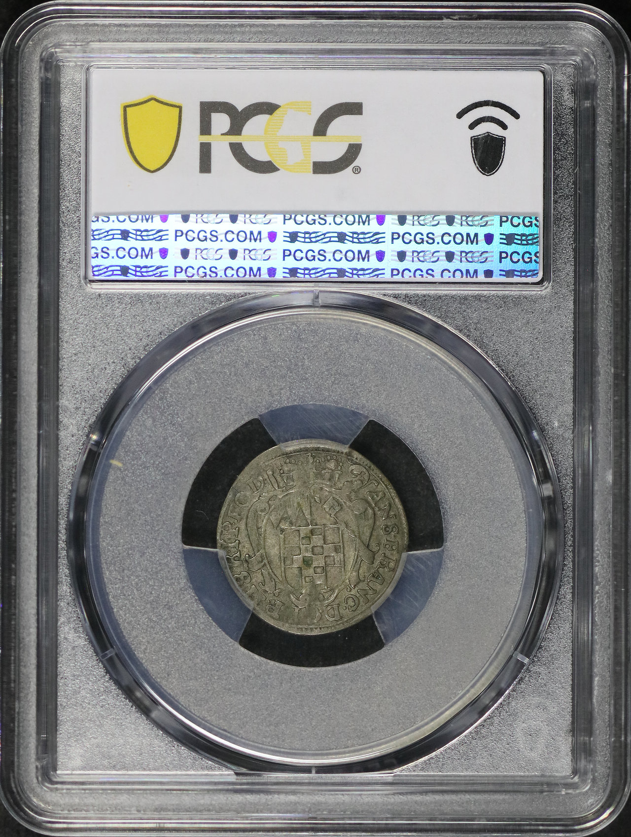 Reverse of this 1747 German States Wurzburg Silver Schilling KM-318 PCGS VF-35