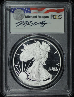 Obverse of this 2010-W Silver Eagle PCGS PR-70 DCAM Michael Reagan