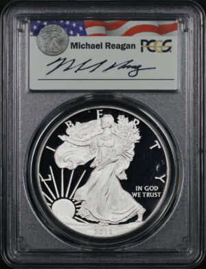 Obverse of this 2012-W Silver Eagle PCGS PR-70 DCAM Michael Reagan 