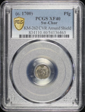 Obverse of this (c.1700) Chur, Switzerland KM-262 CVR Around Shield PFG PCGS XF-40