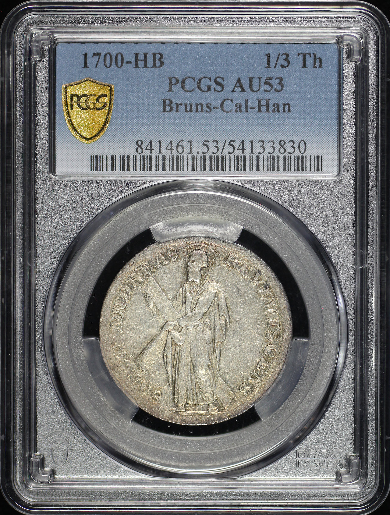 Obverse of this 1700-HB German States Brunswick-Calenberg-Hannover Silver 1/3 Thaler KM-27 PCGS AU-53