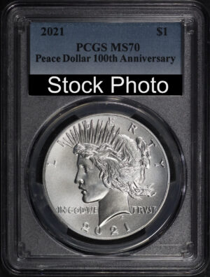 Obverse of this 2021  Peace Dollar 100th Anniversary PCGS MS-70