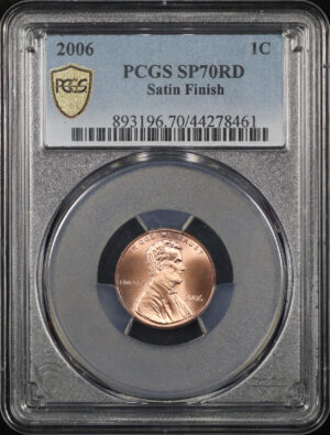 Obverse of this 2006 Lincoln Memorial Cent Satin Finish PCGS SP-70 RD