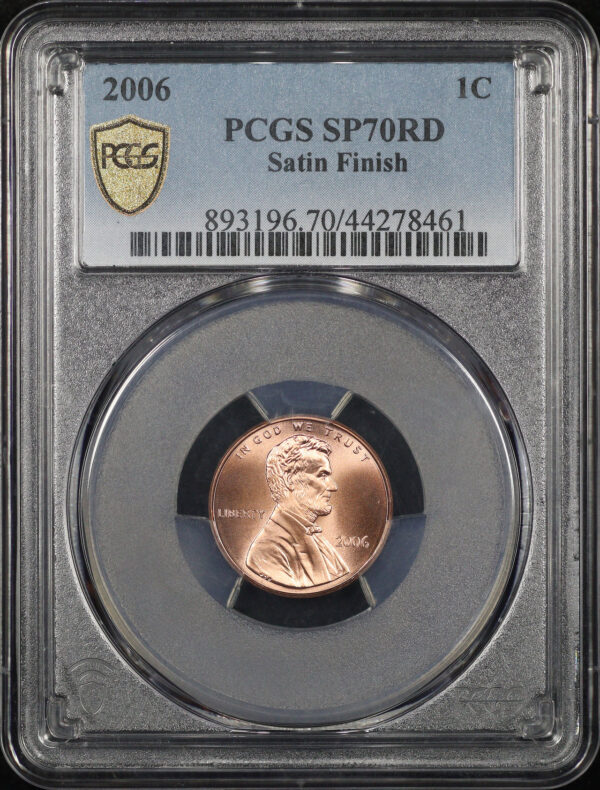 Obverse of this 2006 Lincoln Memorial Cent Satin Finish PCGS SP-70 RD