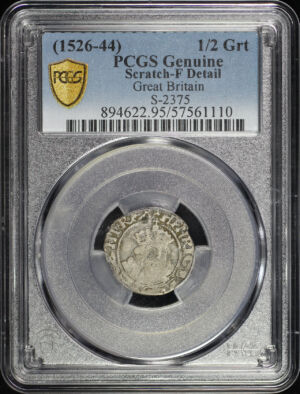 Obverse of this (1526-44) Great Britain Silver ½ Groat S-2375 PCGS F Details Scratched