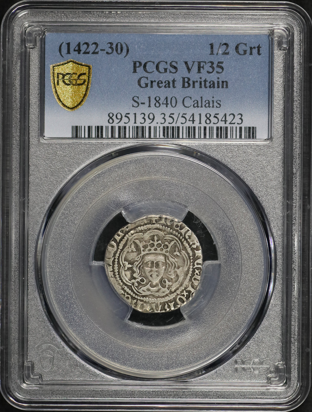 Obverse of this (1422-30) Great Britain Silver 1/2 Groat S-1840 Calais PCGS VF-35
